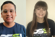 two students wearing DSSI shirts in side-by-side selfies