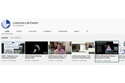 Screen shot of Livermore Lab Events YouTube channel with the DDPS playlist highlighted by a dark green box.