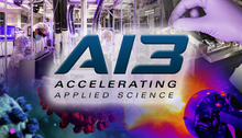 AI3 logo overlaid on a collage of science images