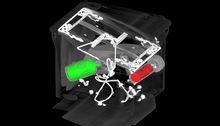 x-ray image showing the interior of a piece of luggage