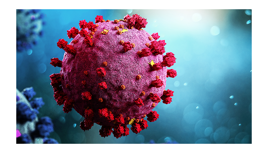 coronavirus molecule on teal background