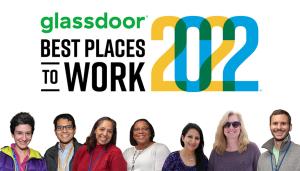 Glassdoor 2022 logo with collage of people