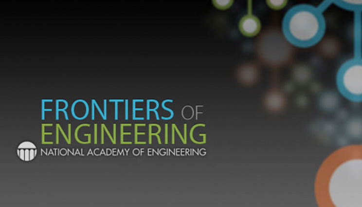 Frontiers of Engineering logo overlaid on abstract art