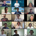 5x5 grid of students and mentors in video chat